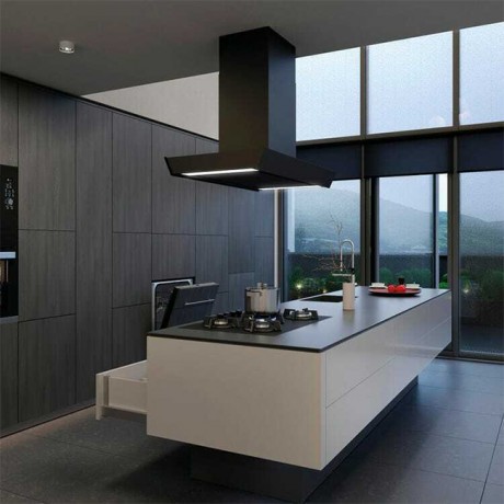 Davoline FLOW 90cm Μαύρος Απορροφητήρας Νησίδα